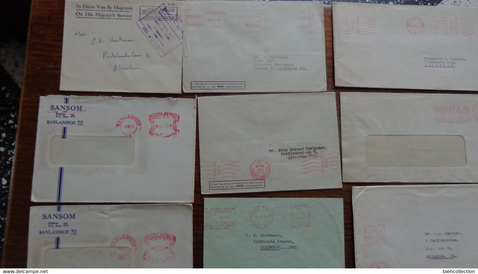 Afrique Du Sud ; 65 Enveloppes Avec Diverses Oblitérations Mécaniques Ou De Franchises. 65 Covers With Cancelations - Briefe U. Dokumente