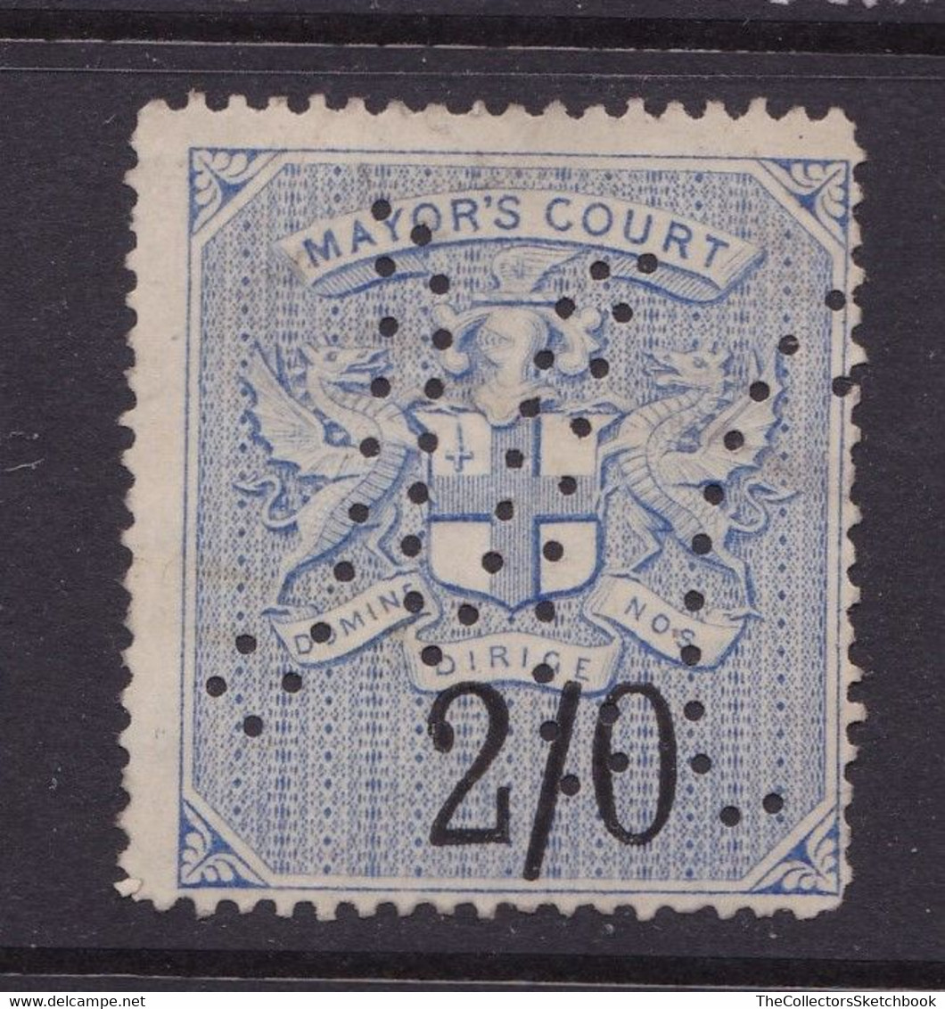 GB Fiscal/ Revenue Stamp.  Mayor's Court 2/- Blue And Black Barefoot 5 Good Used - Revenue Stamps