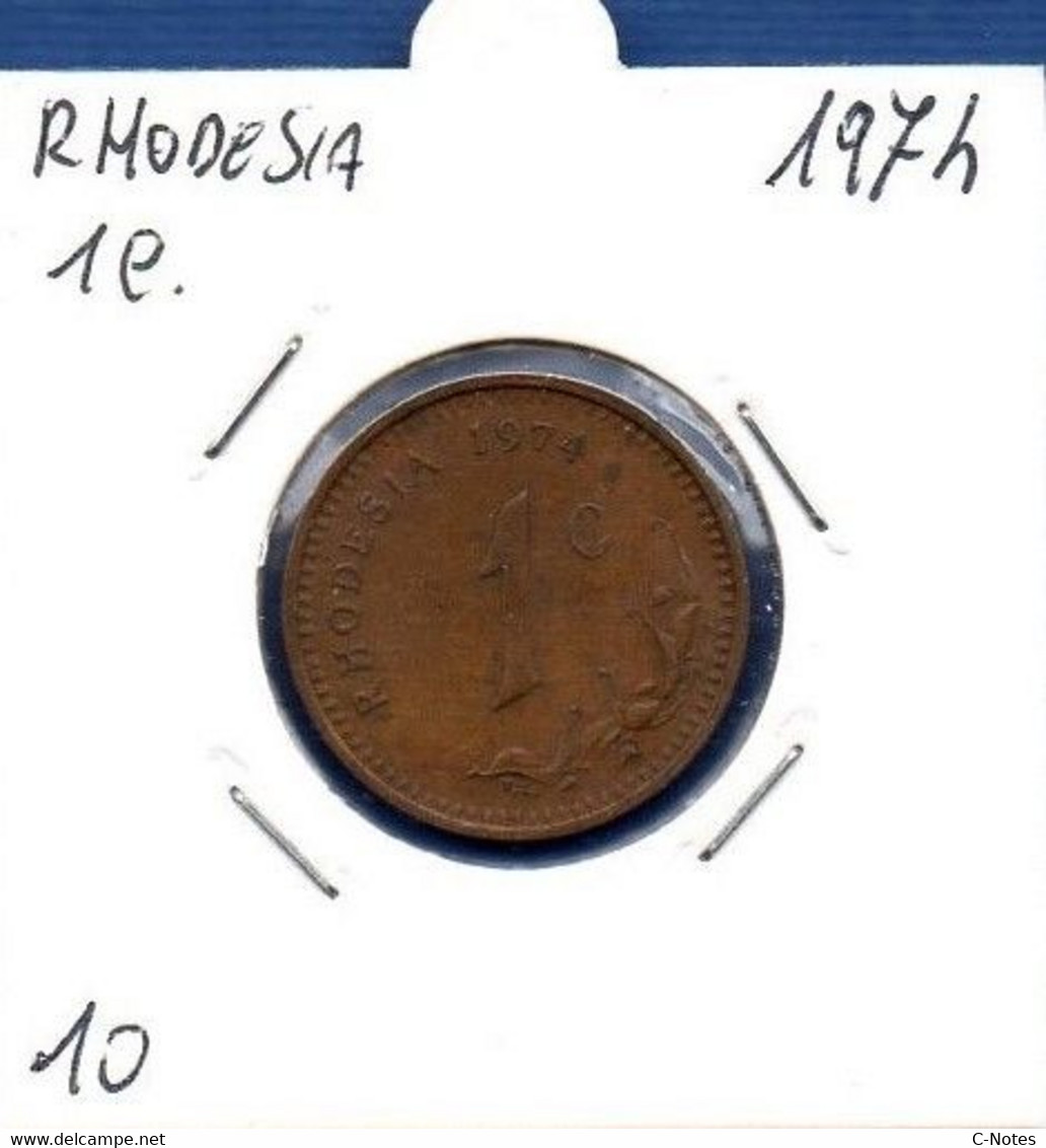 RHODESIA - 1 Cent 1974  -  See Photos - Km 10 - Rhodesia