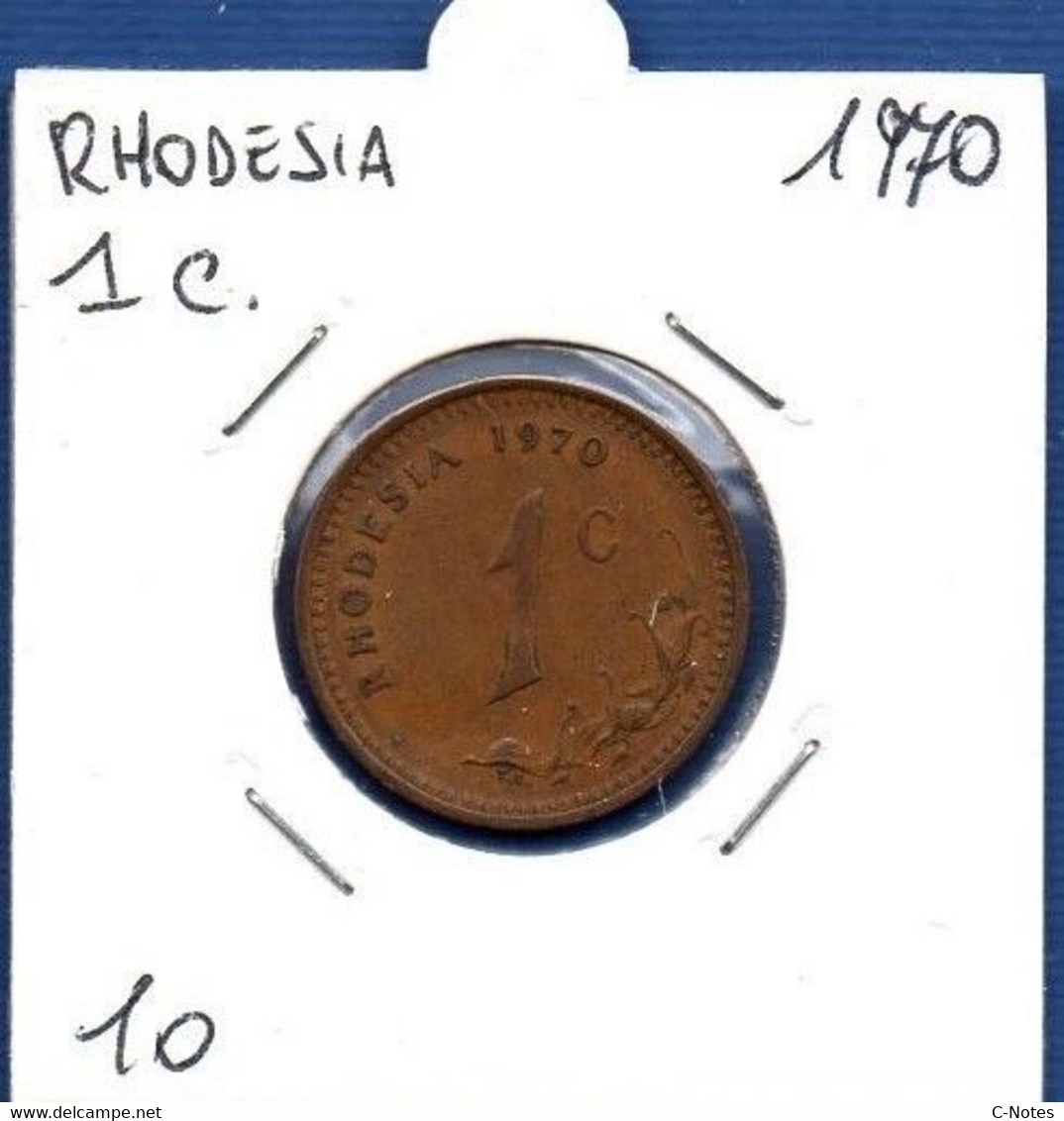 RHODESIA - 1 Cent 1970  -  See Photos - Km 10 - Rhodesia