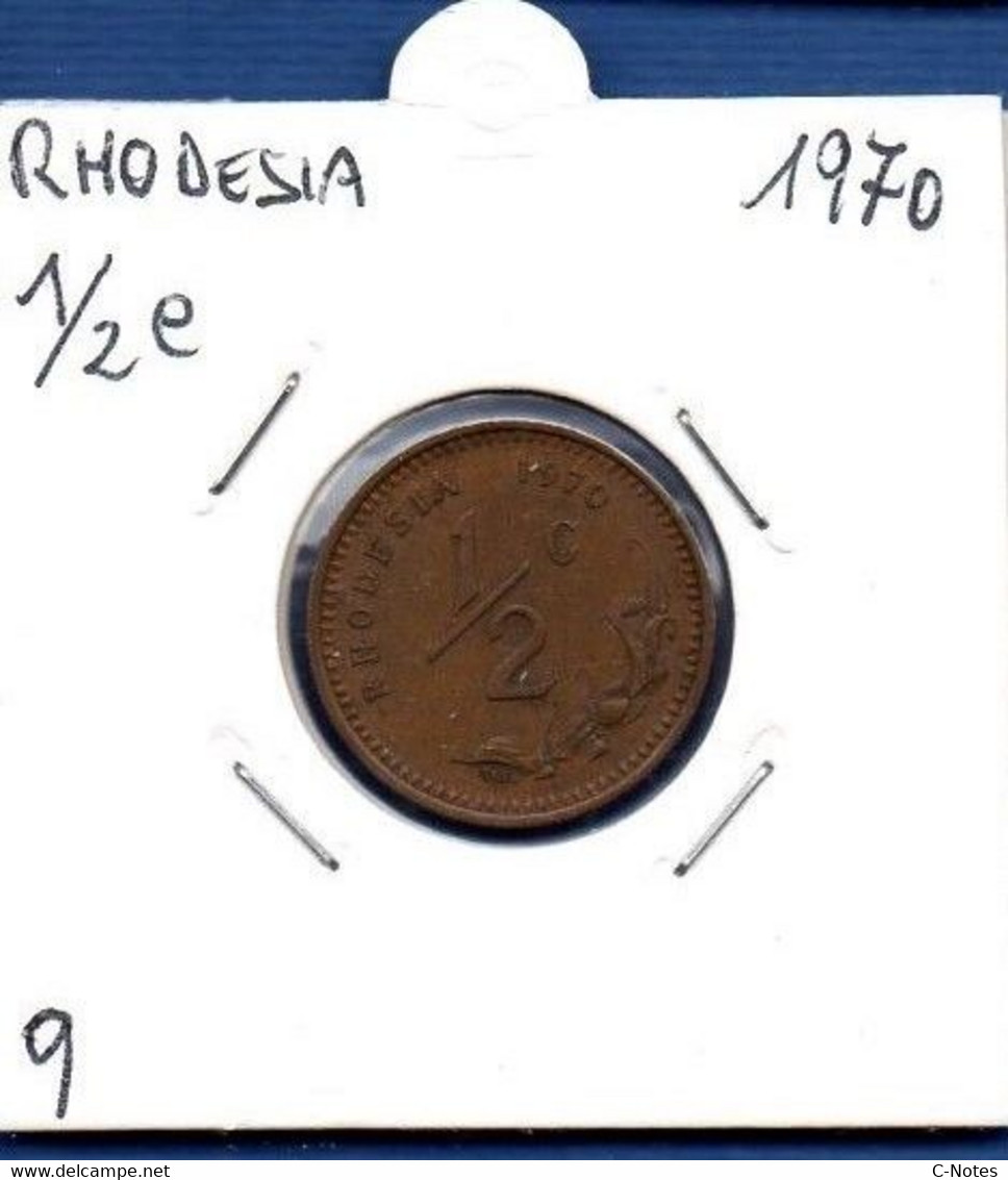 RHODESIA - 1/2 Cent 1970  -  See Photos - Km 9 - Rhodésie