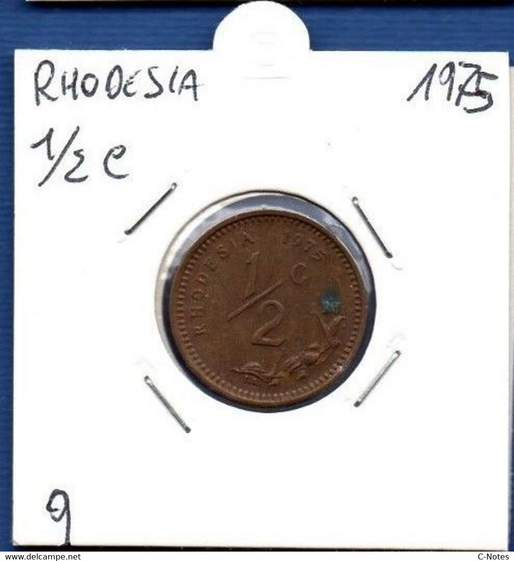 RHODESIA - 1/2 Cent 1975  -  See Photos - Km 9 - Rhodesia