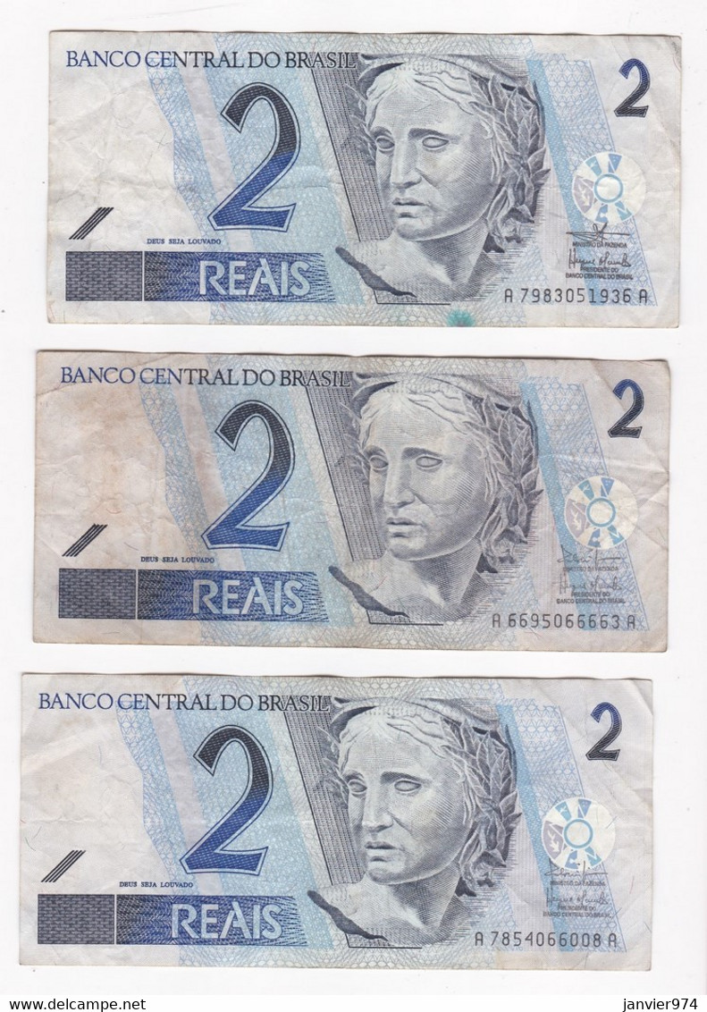 Brésil, 2 Reais 2003 (3 Billets) – 10 Reais 1994 - 500 Cruzeiros Reais ( 500.000 500000 Cruzeiros) 1993 – 2 Billets - Brasile