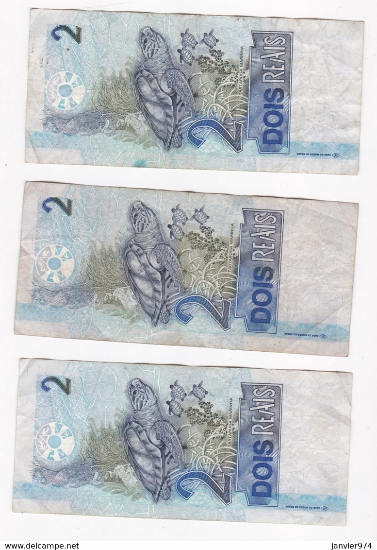 Brésil, 2 Reais 2003 (3 Billets) – 10 Reais 1994 - 500 Cruzeiros Reais ( 500.000 500000 Cruzeiros) 1993 – 2 Billets - Brazilië