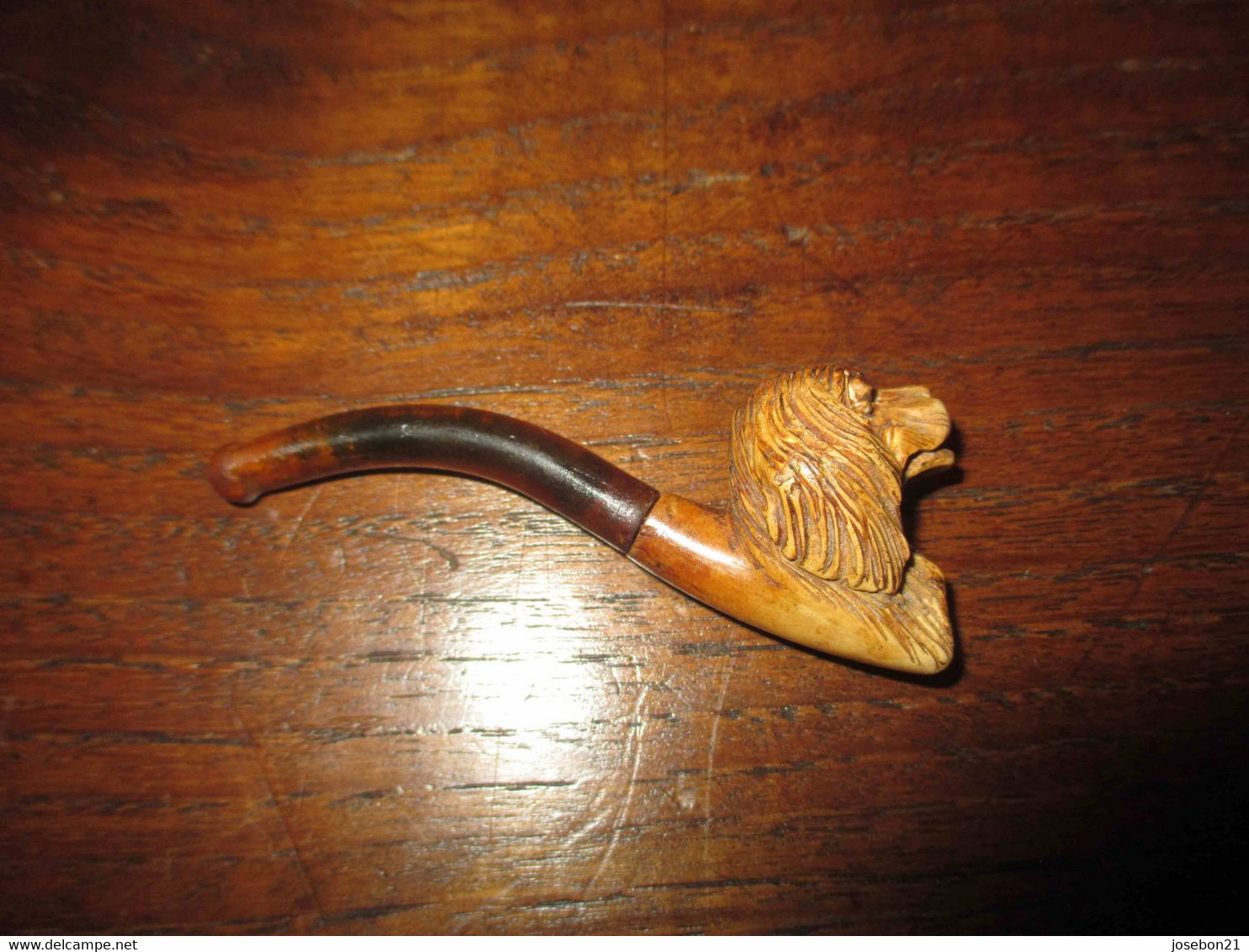 Ancienne Petite Pipe En Forme De Tête De Chien écume De Mer Fin XIX ème - Pipas En Espuma