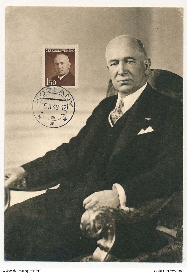 TCHECOSLOVAQUIE - Carte Maximum - Dr Eduard Benes, Président De La République. 1948 - Storia Postale