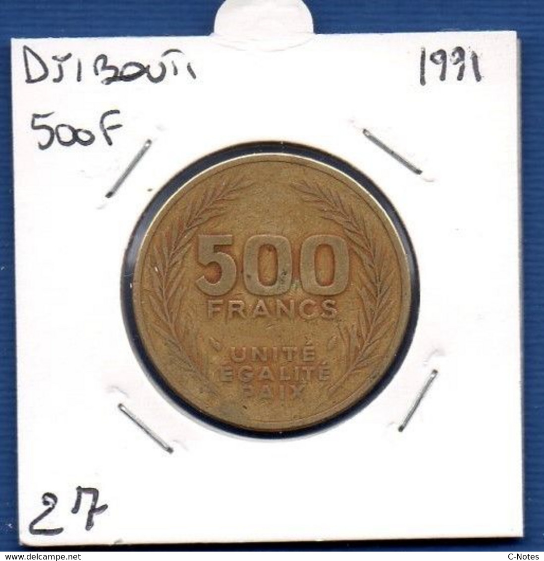 DJIBOUTI - 500 Francs 1991 -  See Photos -  Km 27 - Dschibuti