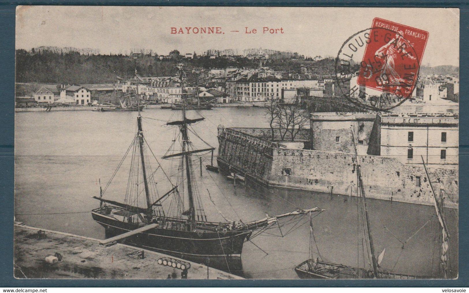 PSEUDO ENTIER SEMEUSE 5c ROUGE OBLITERE TOULOUSE GARE SUR CARTE DE BAYONNE - Private Stationery