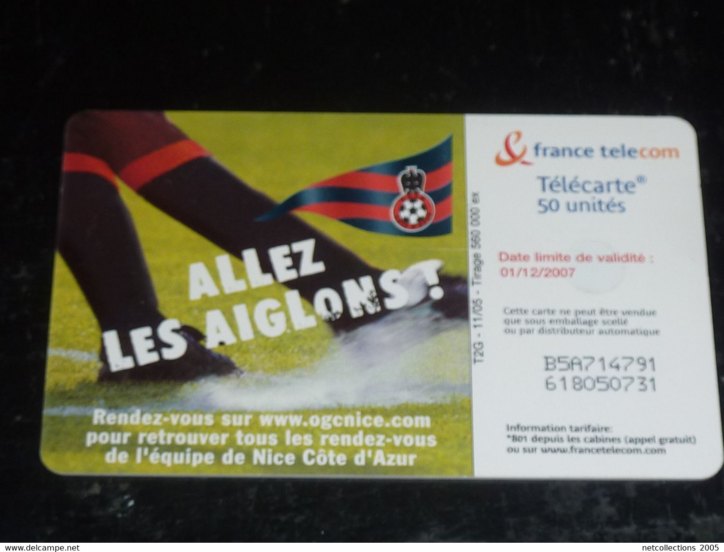 TELECARTE FRANCE - COLLECTION - OGCN COTE D'AZUR - NICE - ALLEZ LES AIGLONS (C.V) - 2005