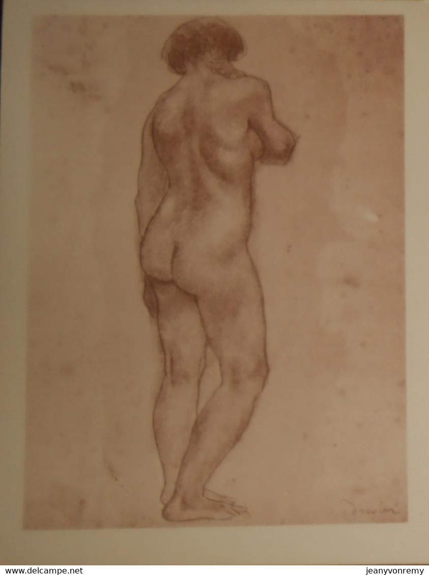 Dessin De Nu. Belle Reproduction De 1946. Femme De Dos Debout. Drivier. - Dessins