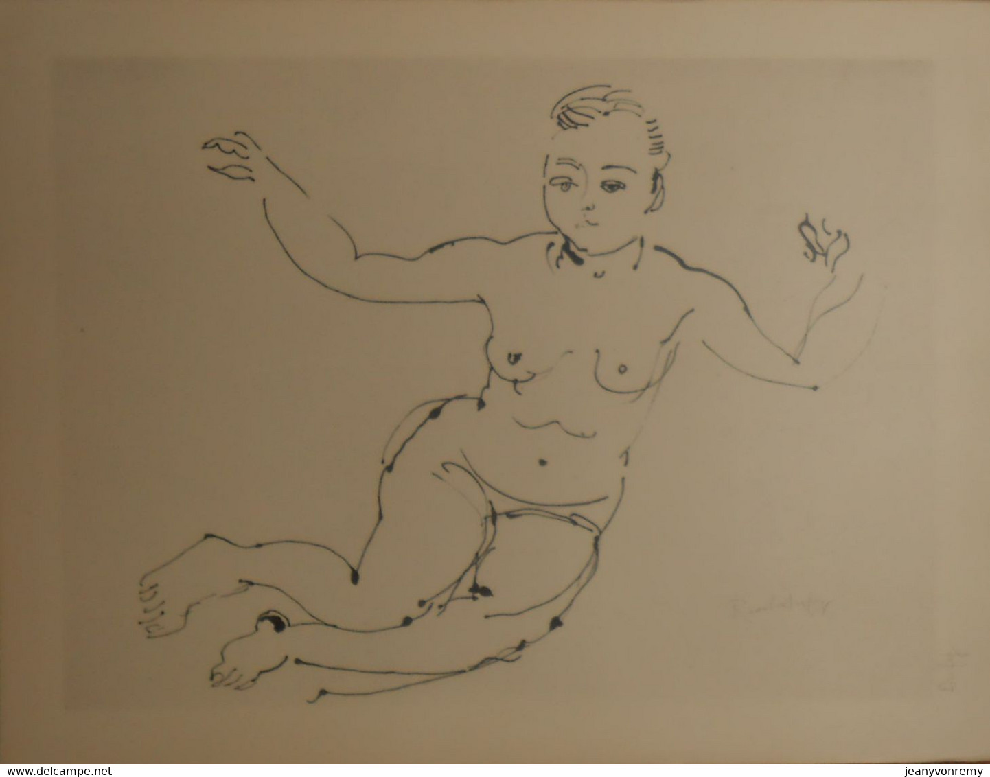 Dessin De Nu. Belle Reproduction De 1946. Femme Bras écartés. Dufy. - Dessins