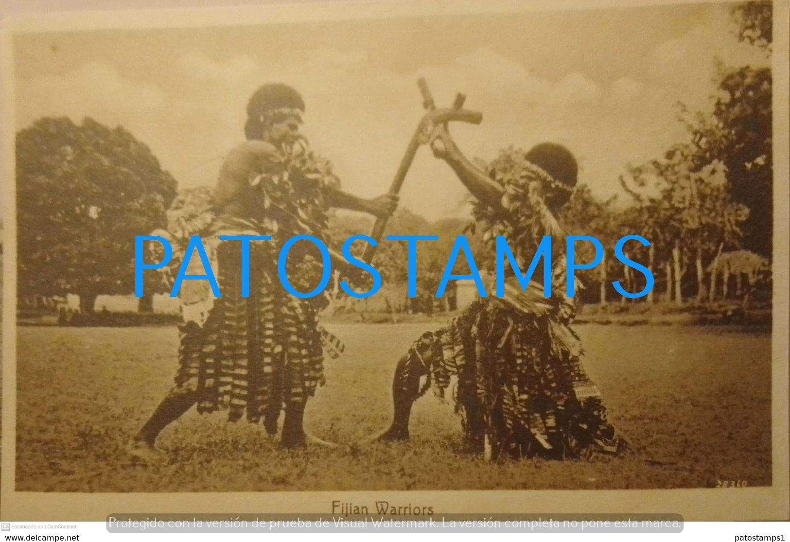 196659 FIJI COSTUMES NATIVE WARRIORS POSTAL POSTCARD - Fidji