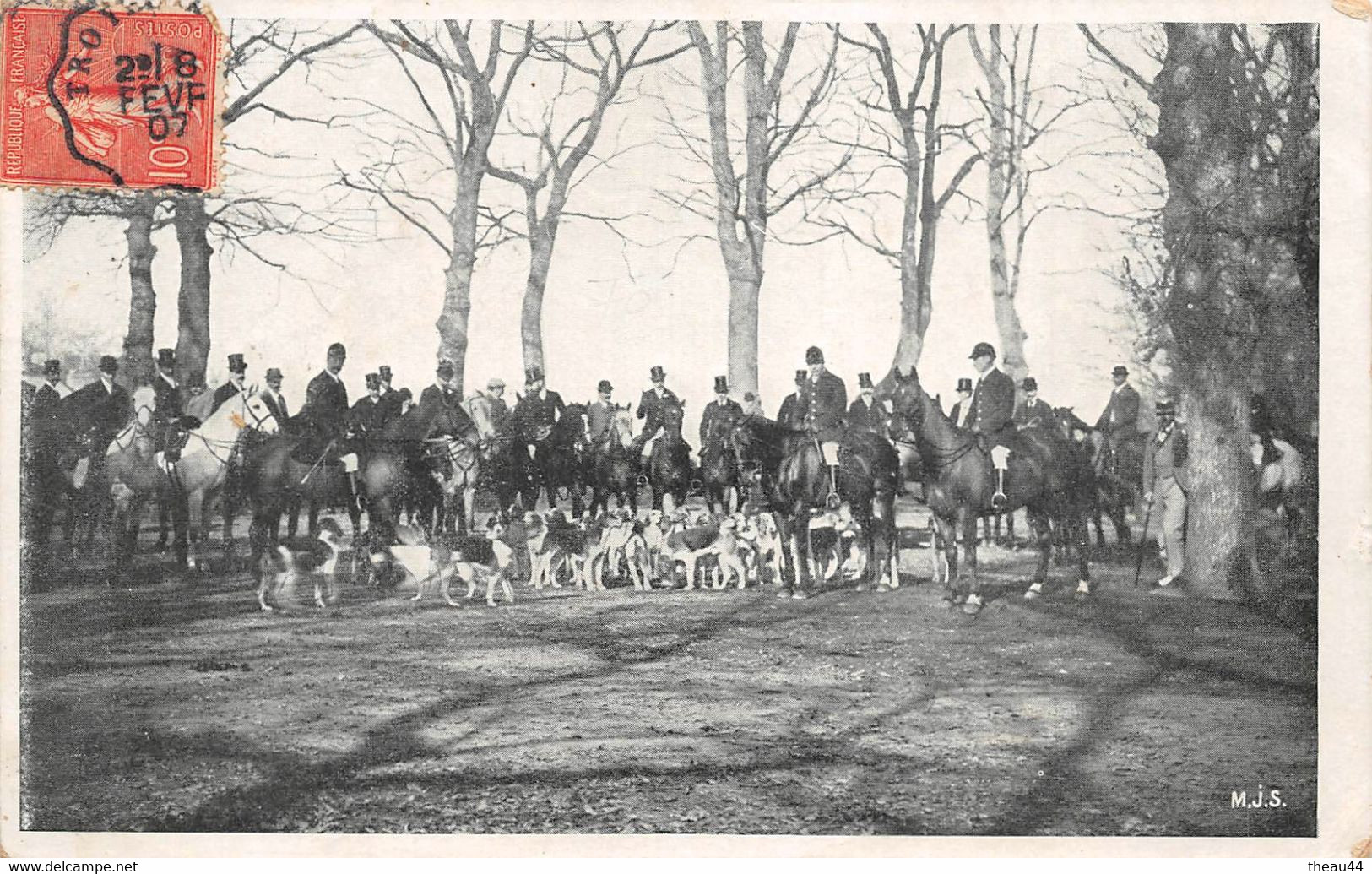 Lot de 8 Cartes de Chasse à Courre  - Chasseurs, Chiens, Vénerie, La Curée, la Meute, l'Equipage......