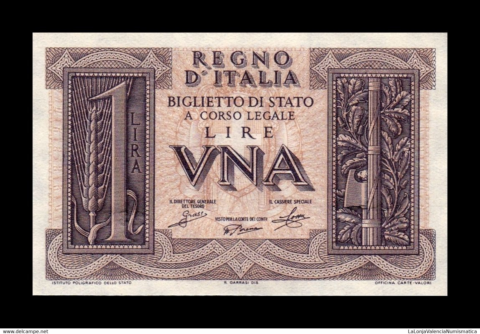 Italia Italy 1 Lire 1939 Pick 26 SC UNC - Altri & Non Classificati