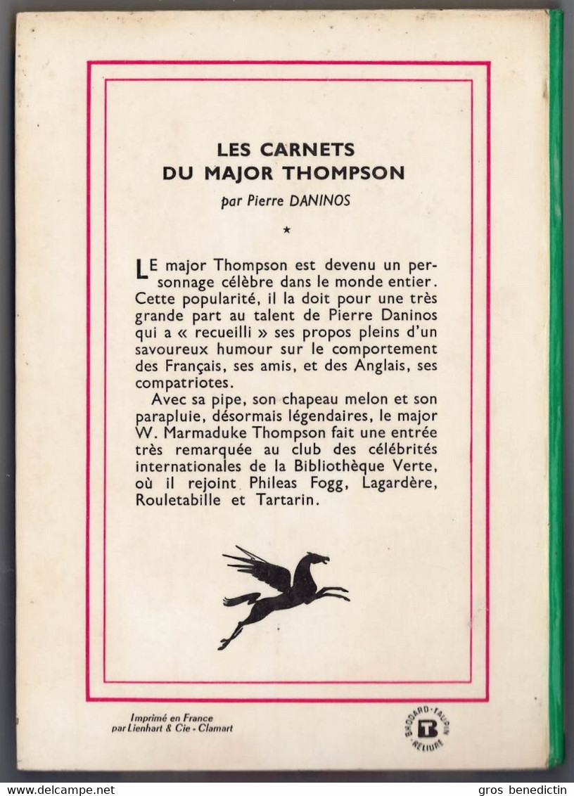 Hachette - Bibliothèque Verte N°214 - Pierre Daninos - "Les Carnets Du Major Thompson" - 1963 - #Ben&VteNewSolo - Bibliotheque Verte