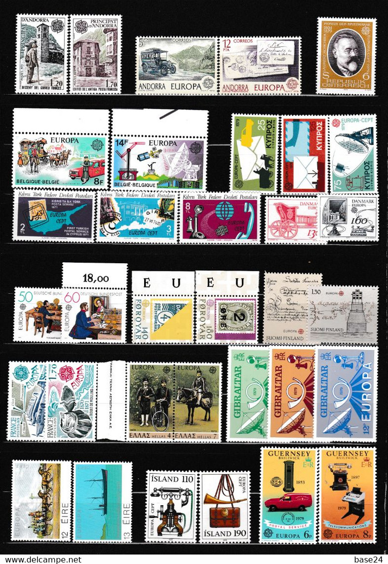 1979 EUROPA CEPT EUROPE  ANNATA  YEAR MNH** Con 70 Valori Con Portogallo B/Fosforo X+y Storia Postale Postal History - Années Complètes