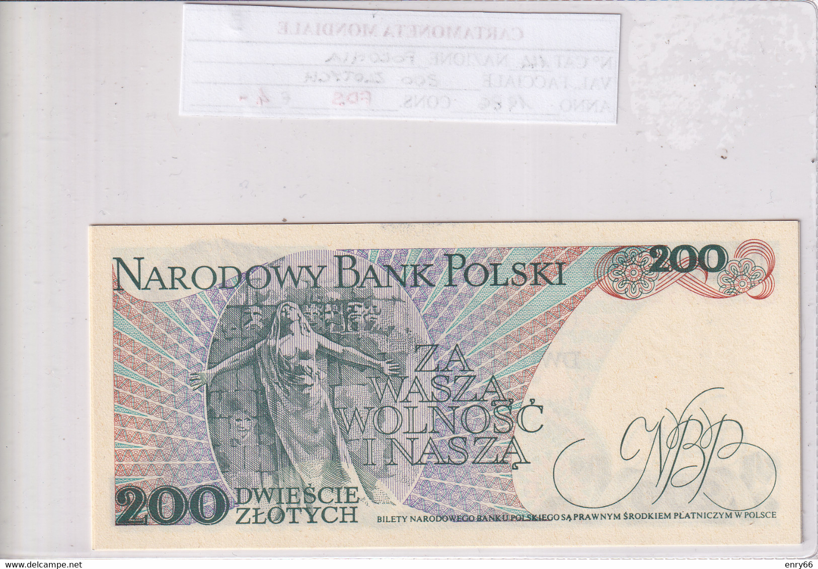 POLONIA 200 ZLOTYCH 1986 P144 - Pologne