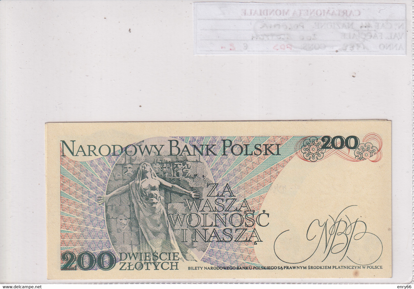 POLONIA 200 ZLOTYCH 1988 P144 - Pologne