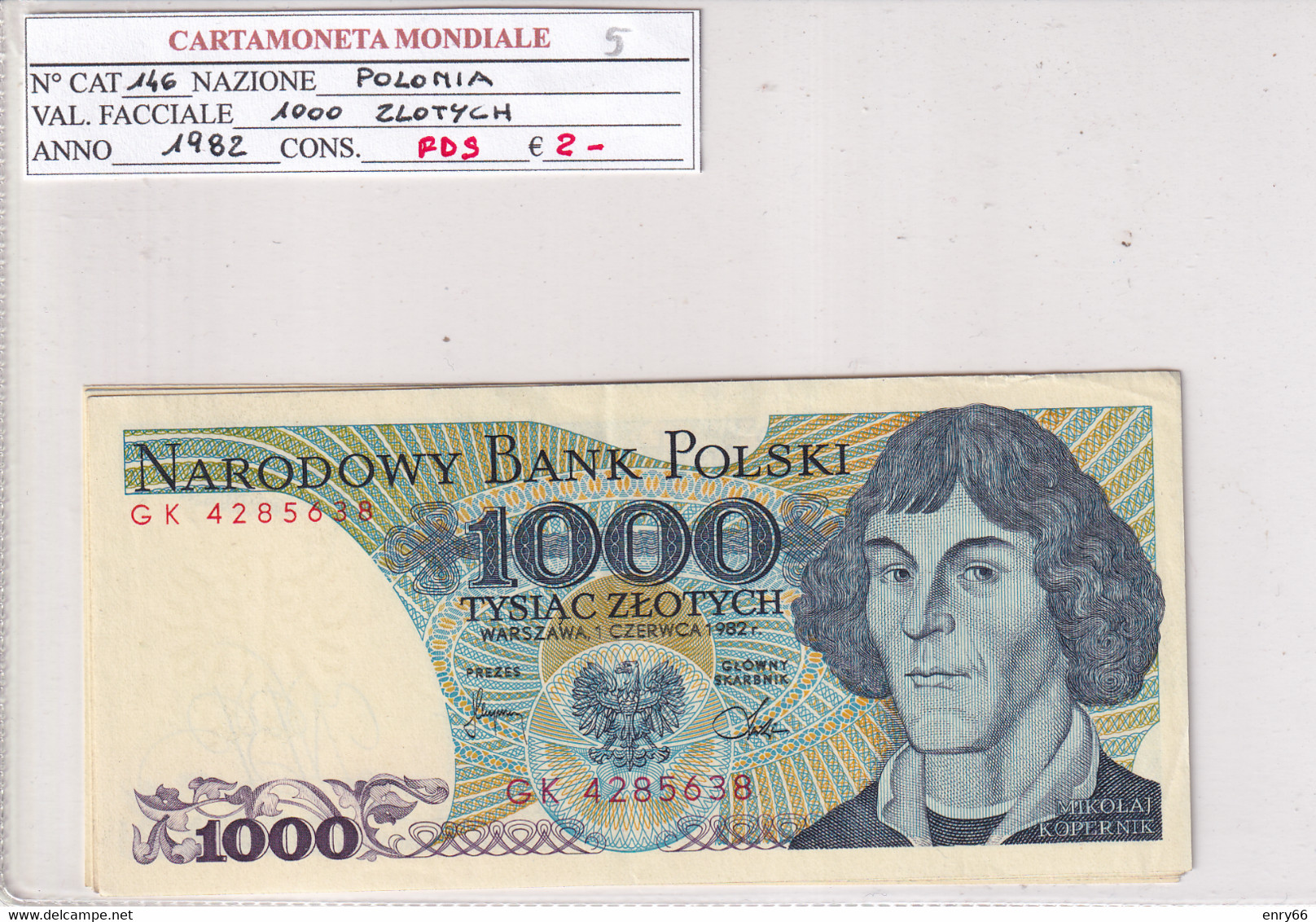 POLONIA 1000 ZLOTYCH 1982 P146 - Pologne