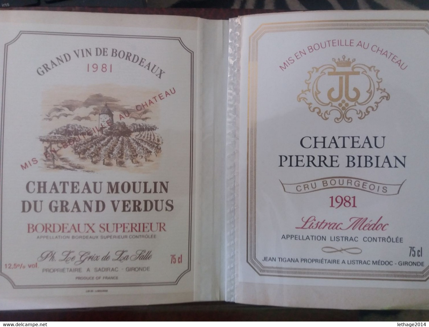 ETICHETTE RARE DI VINI PRESTIGIOSI FRANCESI SU ALBUM - RARES ÉTIQUETTES DE VINS FRANÇAIS PRESTIGIEUX SUR ALBUM