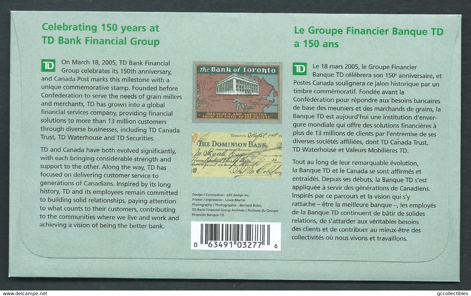 Canada # 2094 - FDC - Toronto Dominion Bank - 2001-2010