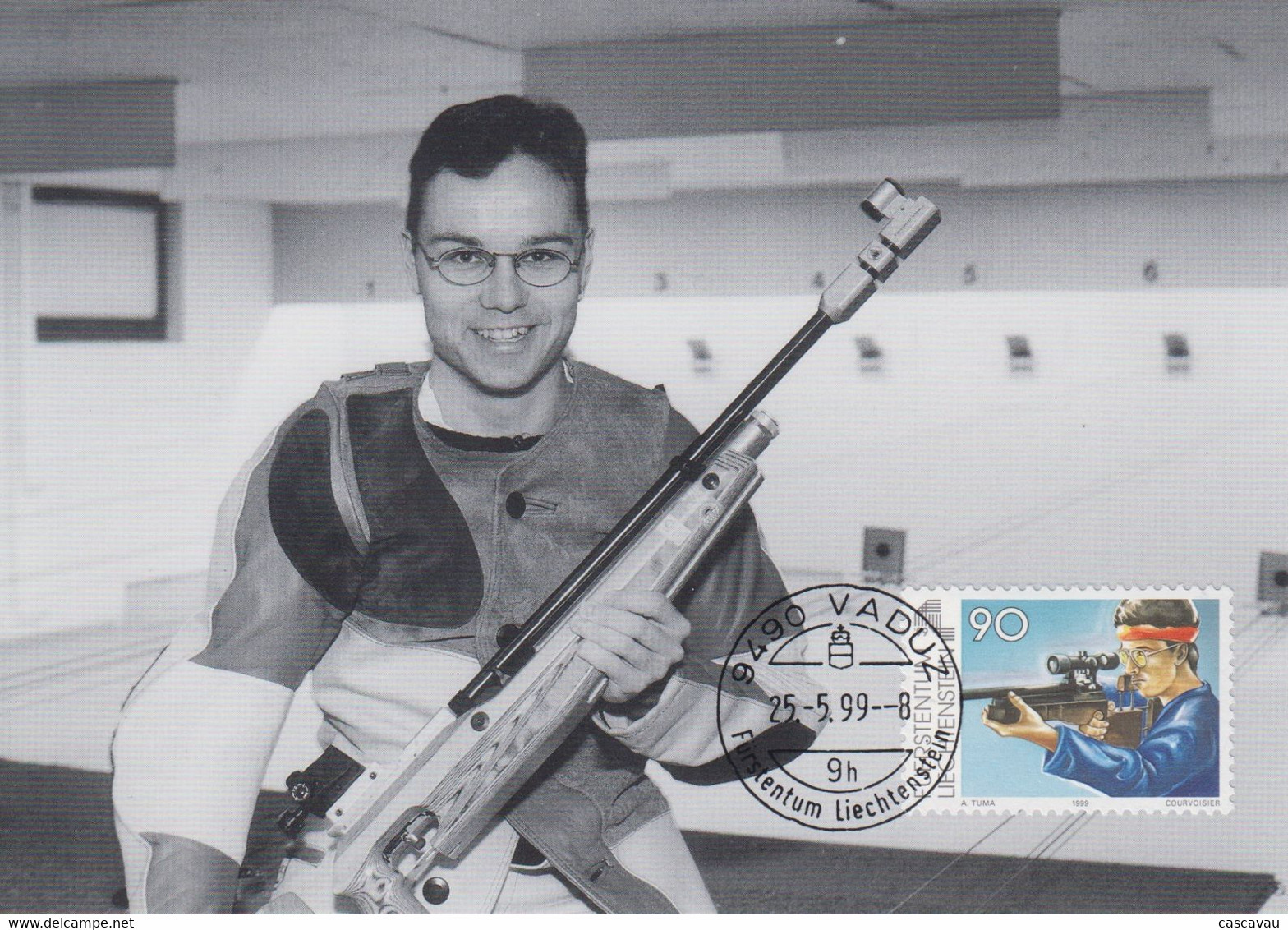Carte  Maximum  1er  Jour   LIECHTENSTEIN   Tir  à  La  Carabine   JEUX  DES  PETITS  ETATS   1999 - Shooting (Weapons)