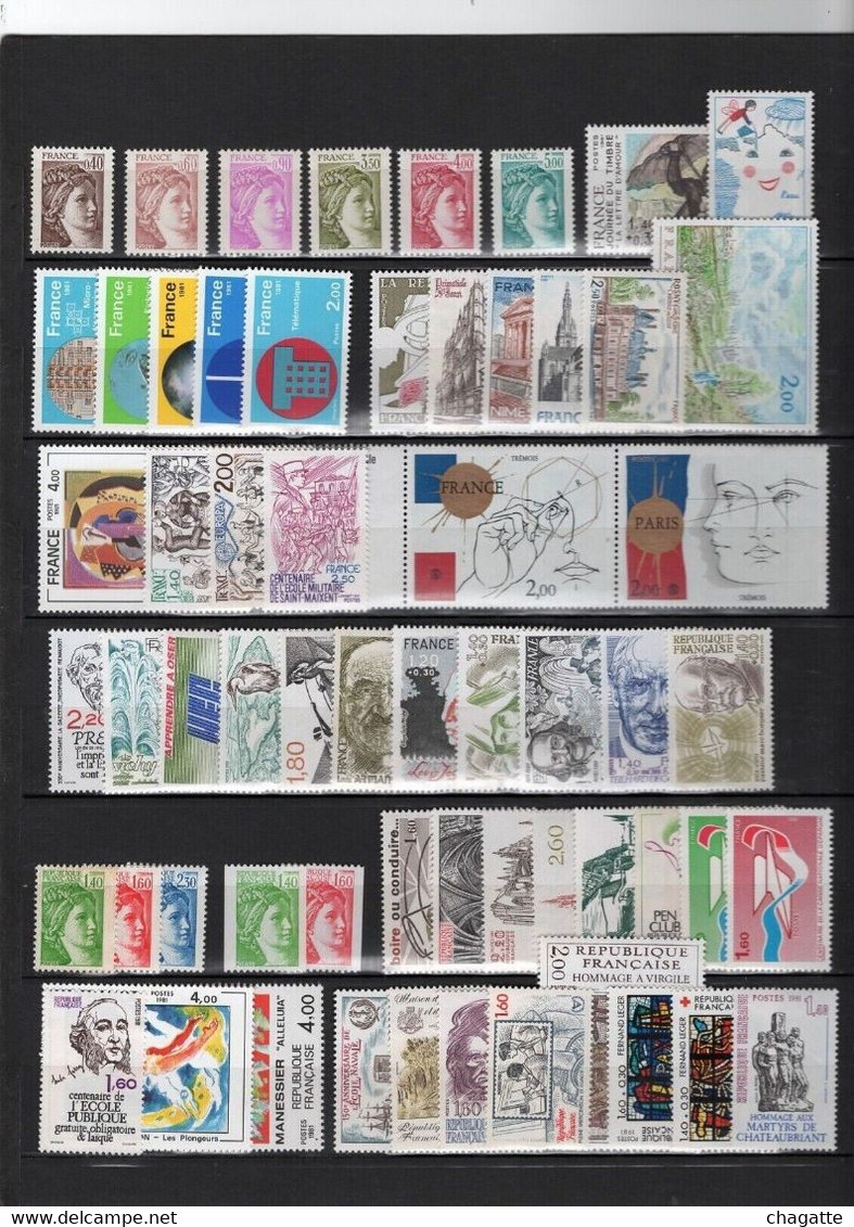 France Timbres Annee Complete 1981 Neufs, Faciale 17 Euros - 1980-1989