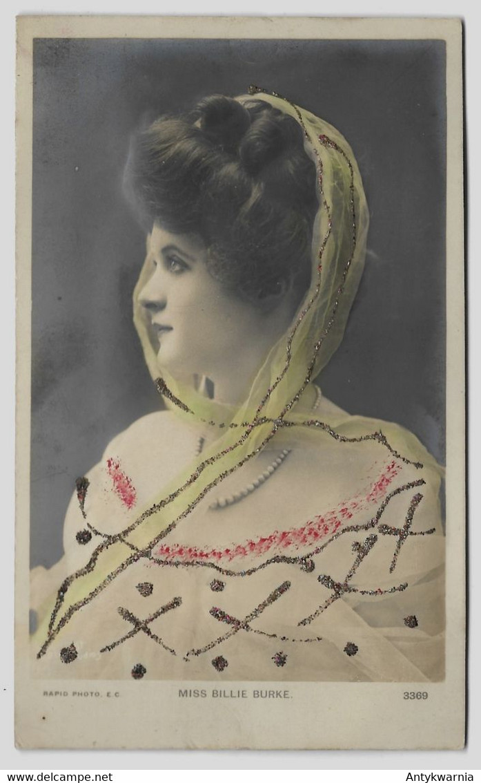 Mlle BILLIE BURKE, Artiste De Époque édouardienne Ca.1906y Repousse EMBOSSÉE Relief Karte   F208 - Artisti