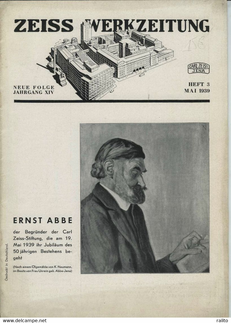 ZEISS WERKZEITUNG Heft 3 Mai 1939 - 20 Pages - 29,8 X 21,1 Cm Optique Photo Carl Zeiss - Autres & Non Classés