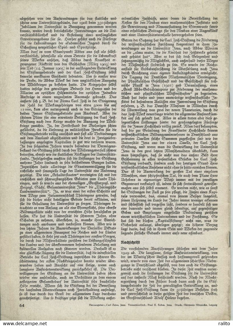 ZEISS WERKZEITUNG Heft 3 Mai 1939 - 20 Pages - 29,8 X 21,1 Cm Optique Photo Carl Zeiss - Autres & Non Classés