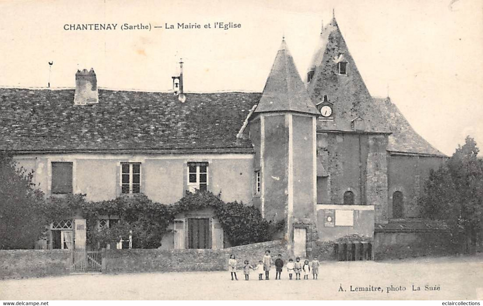 Chantenay         72          La Mairie Et L'Eglise             (voir Scan) - Autres & Non Classés