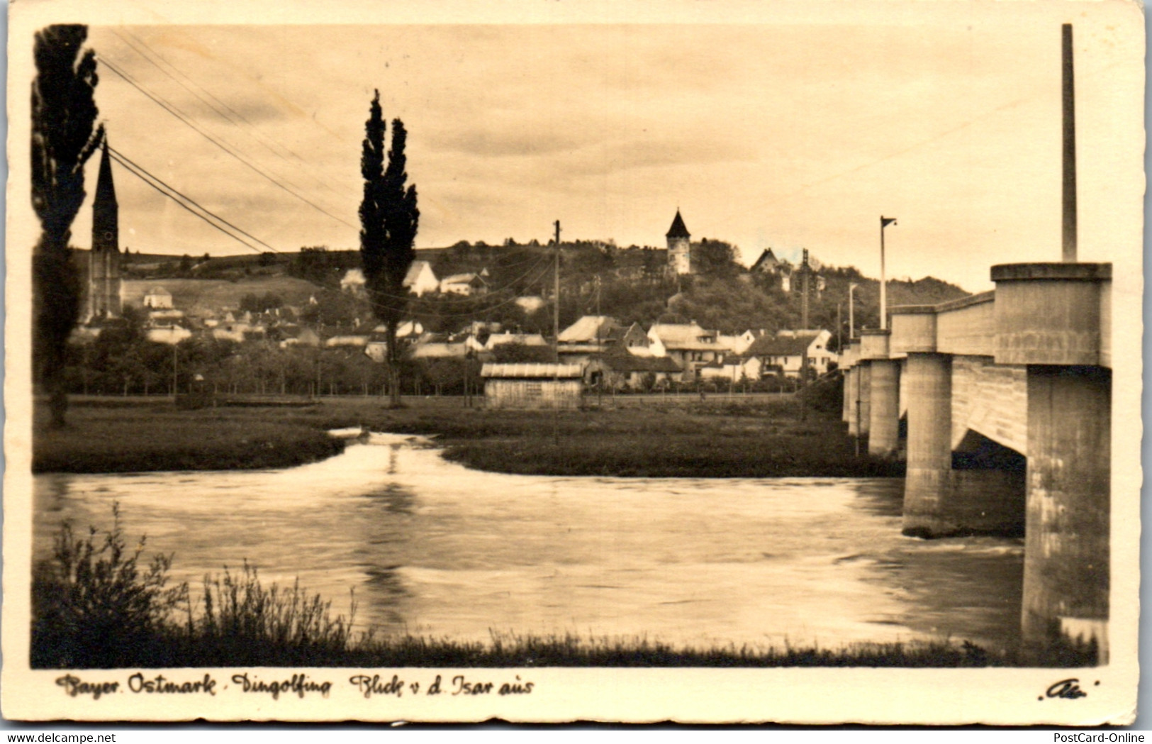 40425 - Deutschland - Dingolfing , Blick V. D. Isar Aus , Bayer. Ostmark - Gelaufen 1950 - Dingolfing