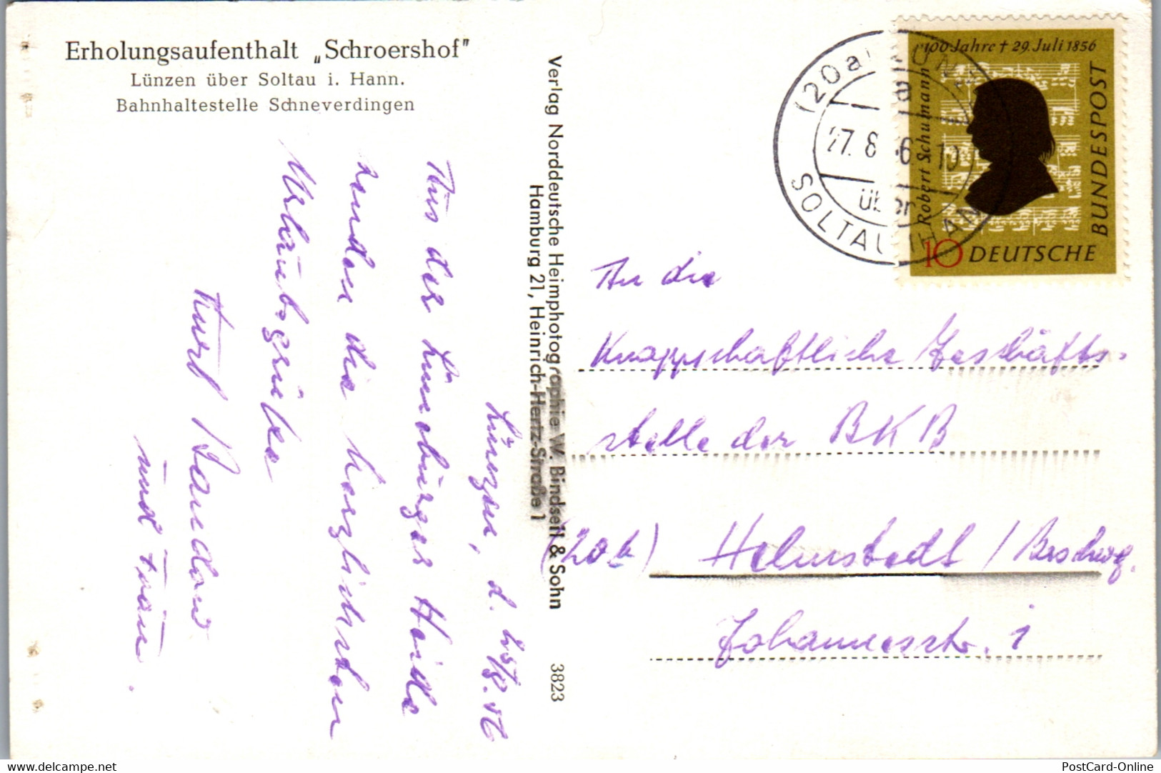 40601 - Deutschland - Lünzen , Soltau , Erholungsaufenthalt Schroershof - Gelaufen 1956 - Soltau