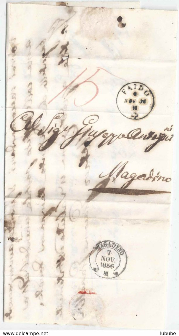 Brief Ohne Marke  Faido - Magadino         1856 - Briefe U. Dokumente