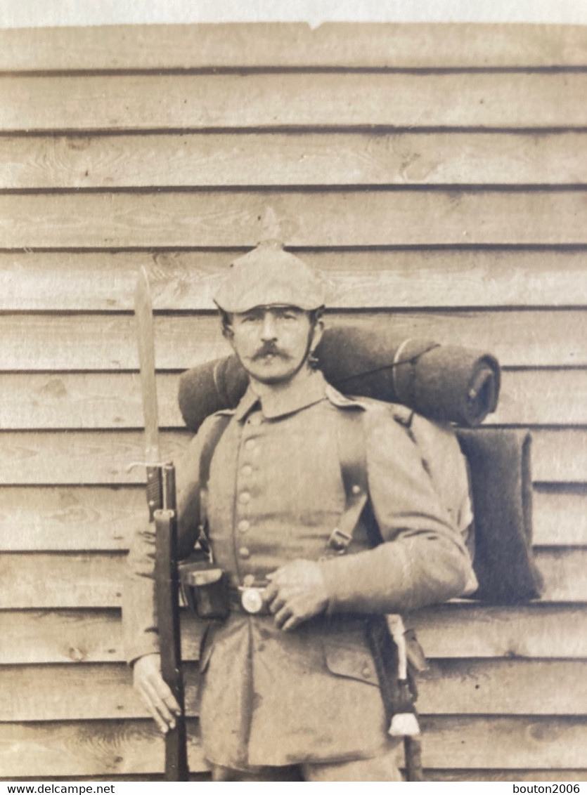 Carte Photo Militaria Allemand WWI En équipement De Manoeuvre Soldat Deutsche Casque A Pointe - 1914-18