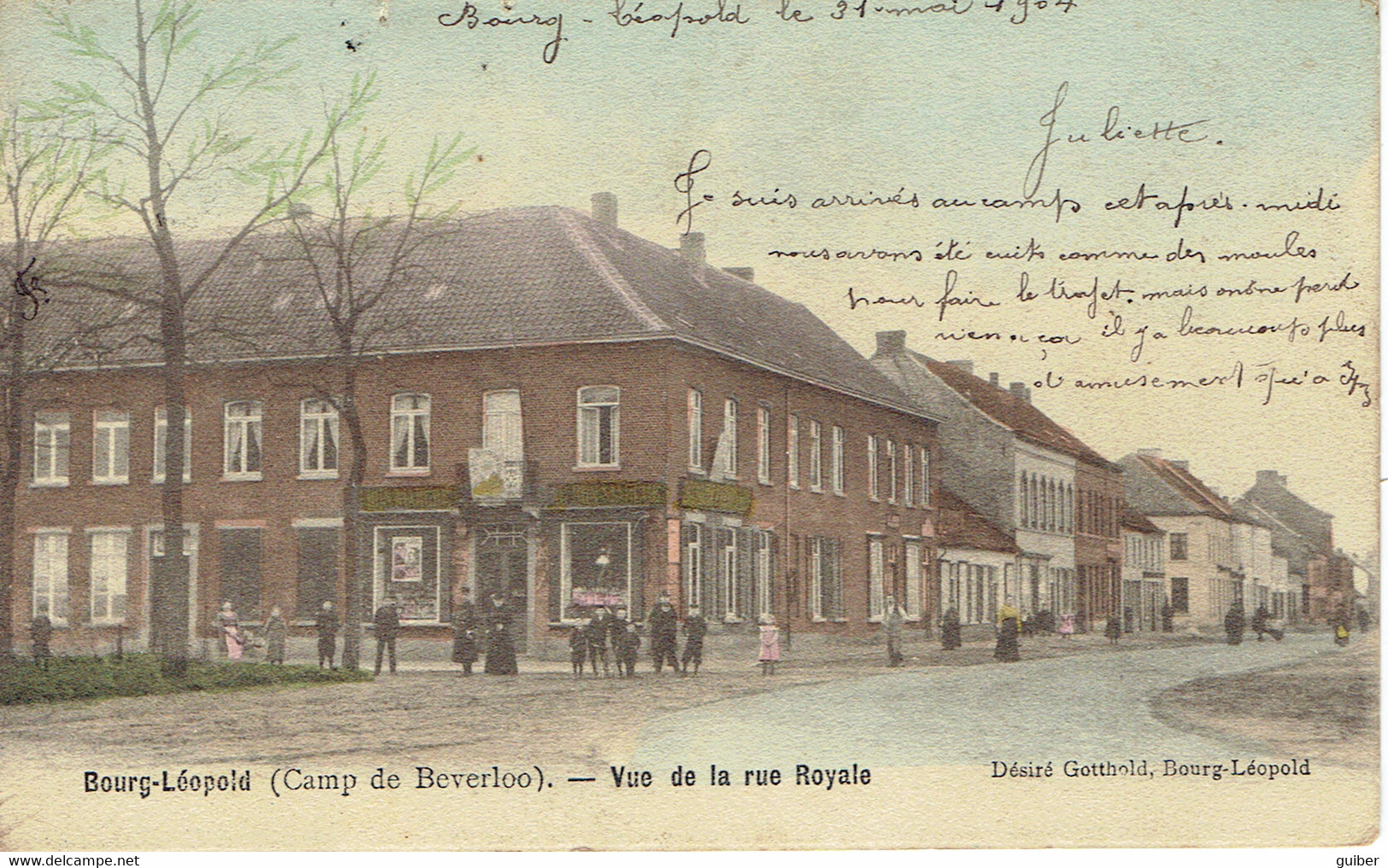 Bourg Leopold ( Camp De Beverloo) Vue De La Rue Royale 1904 Animation Couleur - Leopoldsburg (Beverloo Camp)