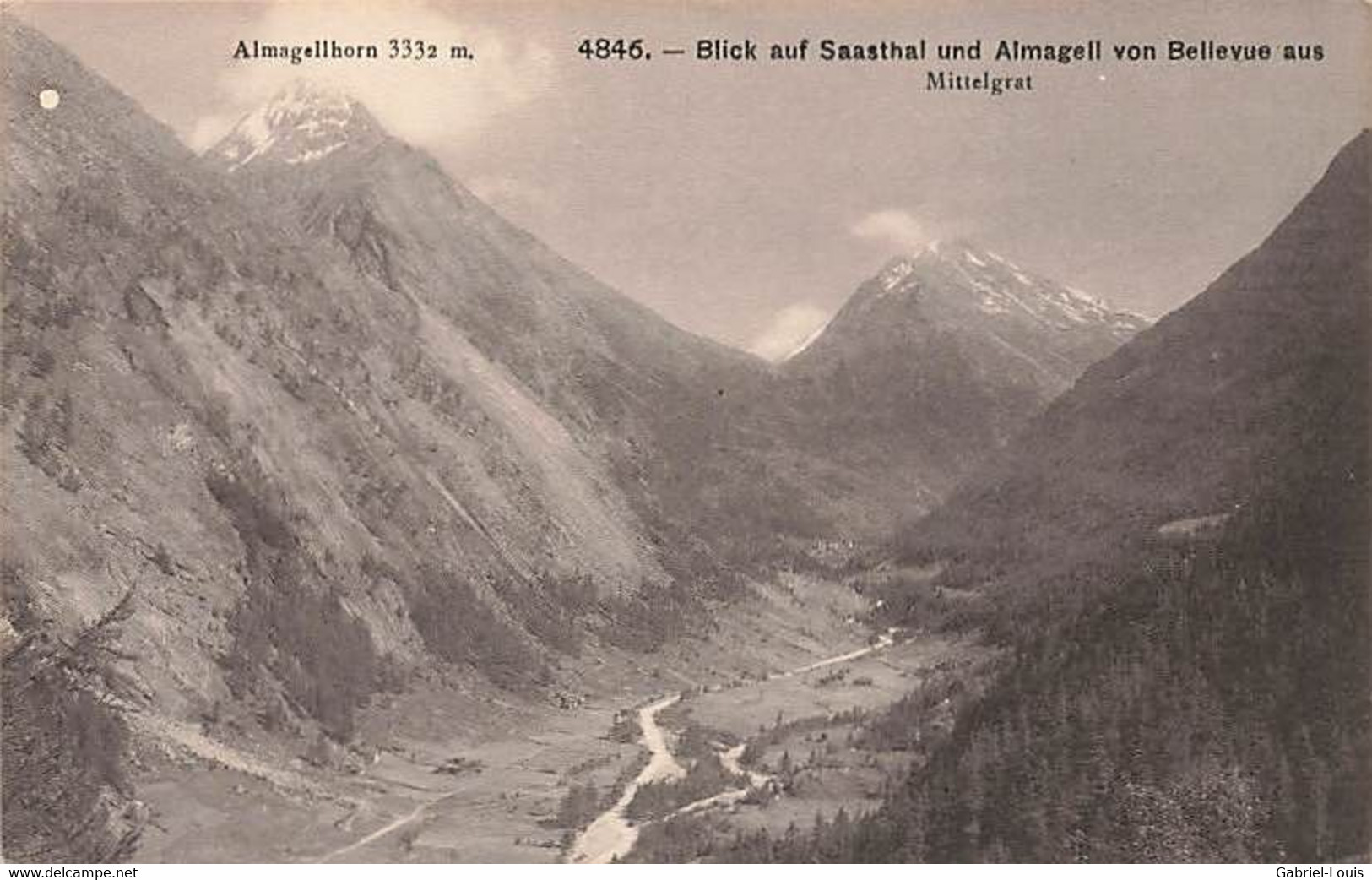 Blick Auf Saasthal Und Almagell Von Bellevue Aus Mittelgrat Saas-Fee Almagellhorn - Saas-Almagell