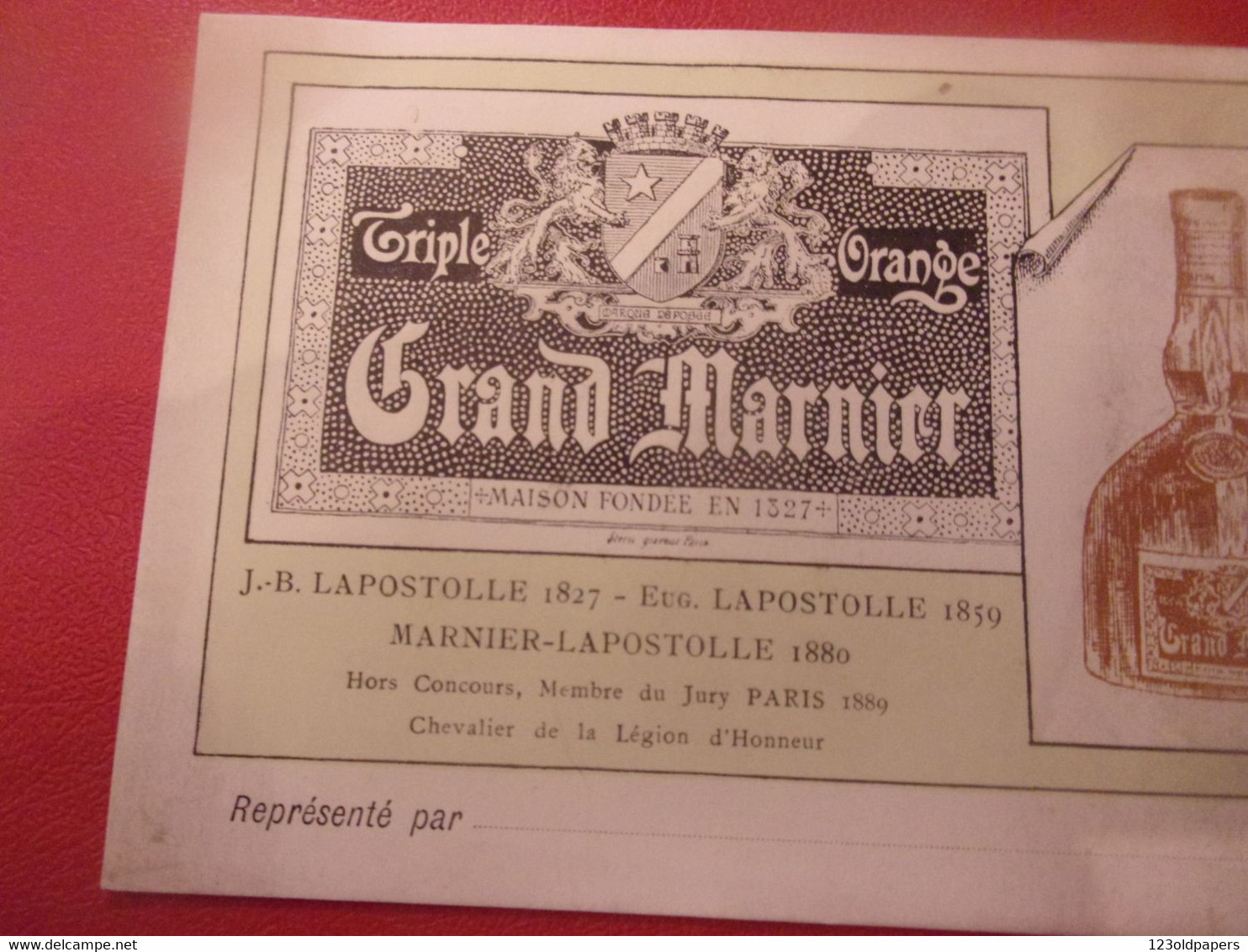 ♥️ SUPERBE / XIX EME CARTE DE REPRESENTANT LAPOSTOLLE GRAND MARNIER TRIPLE ORANGE - Neauphle Le Chateau