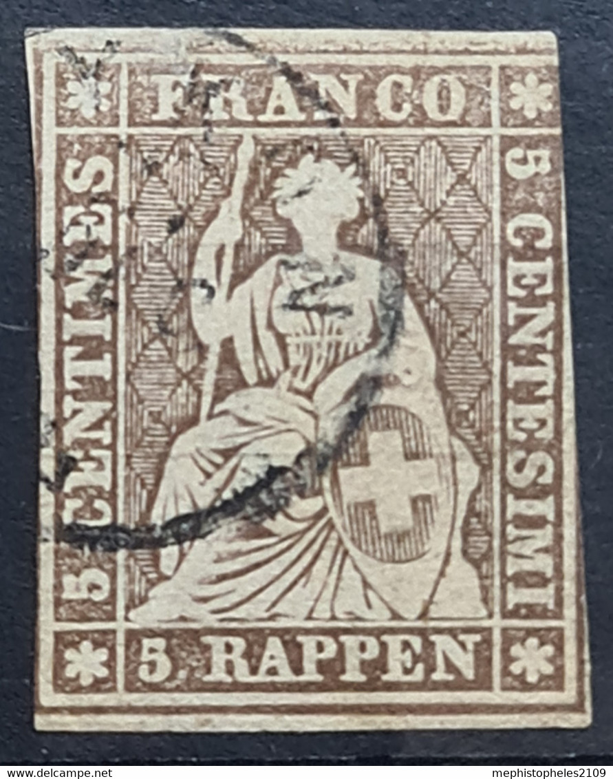 SWITZERLAND 1858 - Canceled - Sc# 36 - Used Stamps