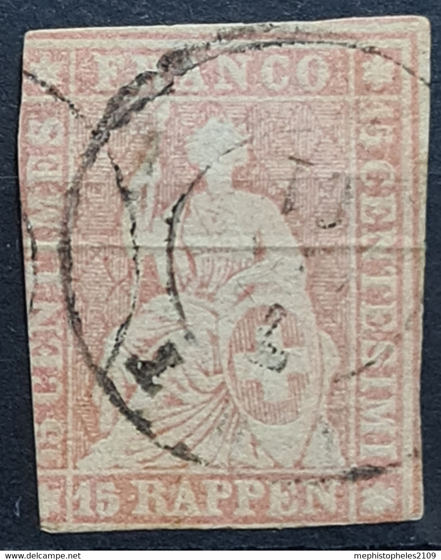 SWITZERLAND 1858 - Canceled - Sc# 38a - Used Stamps