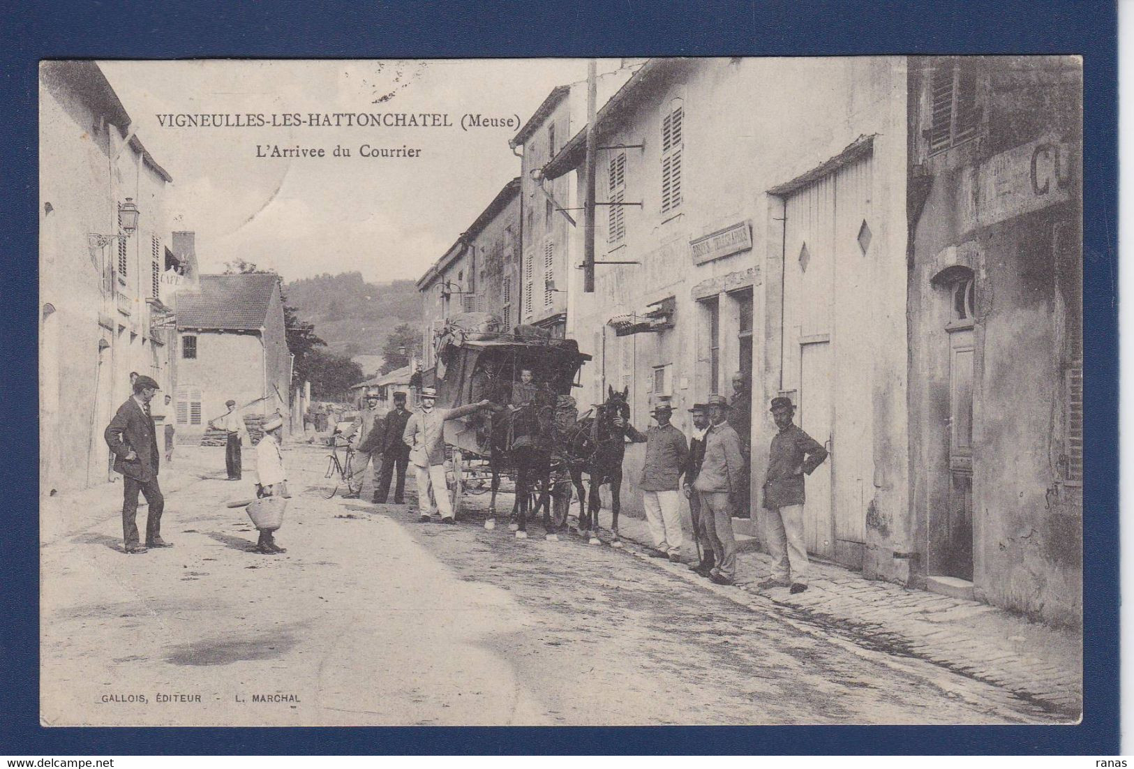 CPA [55] Meuse > Vigneulles Les Hattonchatel Courrier Postes Attelage Facteurs Voir Dos - Vigneulles Les Hattonchatel