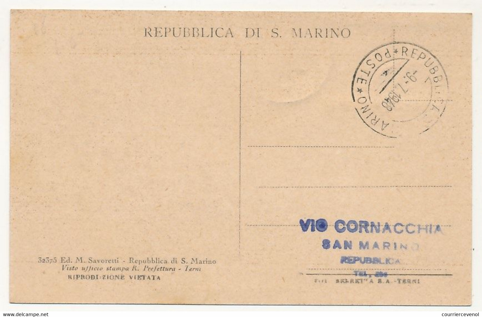 SAINT MARIN - Carte Maximum - 5 L Espresso - Panorama De St Marin - 9/7/1946 - Cartas & Documentos