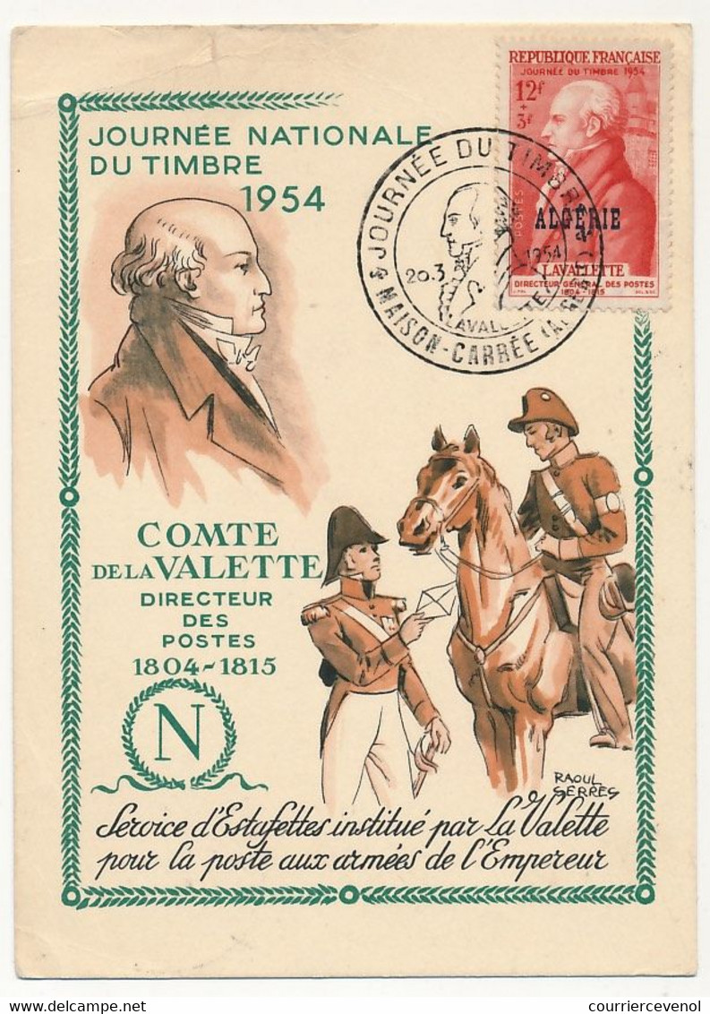 ALGERIE - Carte Maximum (fédérale) Journée Du Timbre 1954 - Maison Carrée 20/3/1954 - Cartoline Maximum
