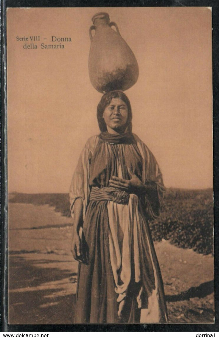 HOLY LAND  Native Arab Woman Of Samaria Palestine Postcard Printed In Italy Missionari Serie VIII - Palestine