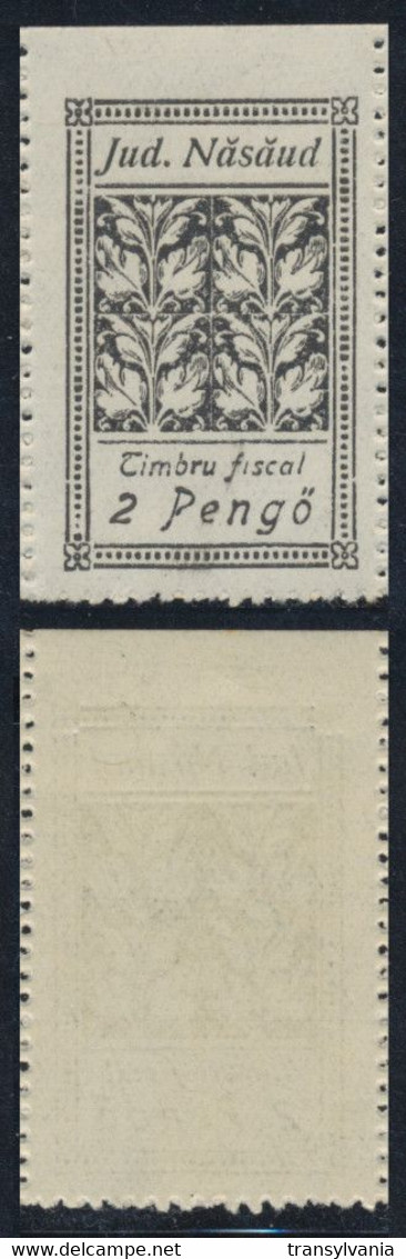 Romania Northern Transylvania 1945 Nasaud Local Revenue 2 Pengo MNH - Fiscali