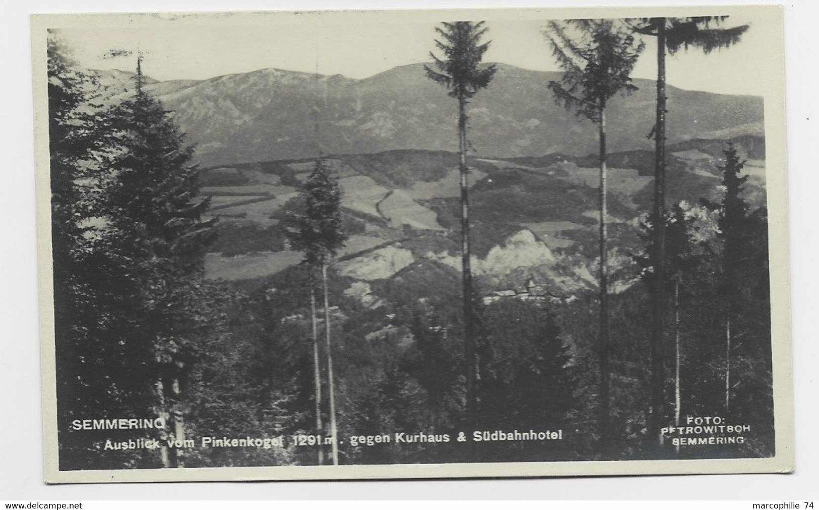 AUSTRIA 8K SOLO POSTKARTE GRIFFE P SEMMERING 1946 PINKENKOGEL - Covers & Documents