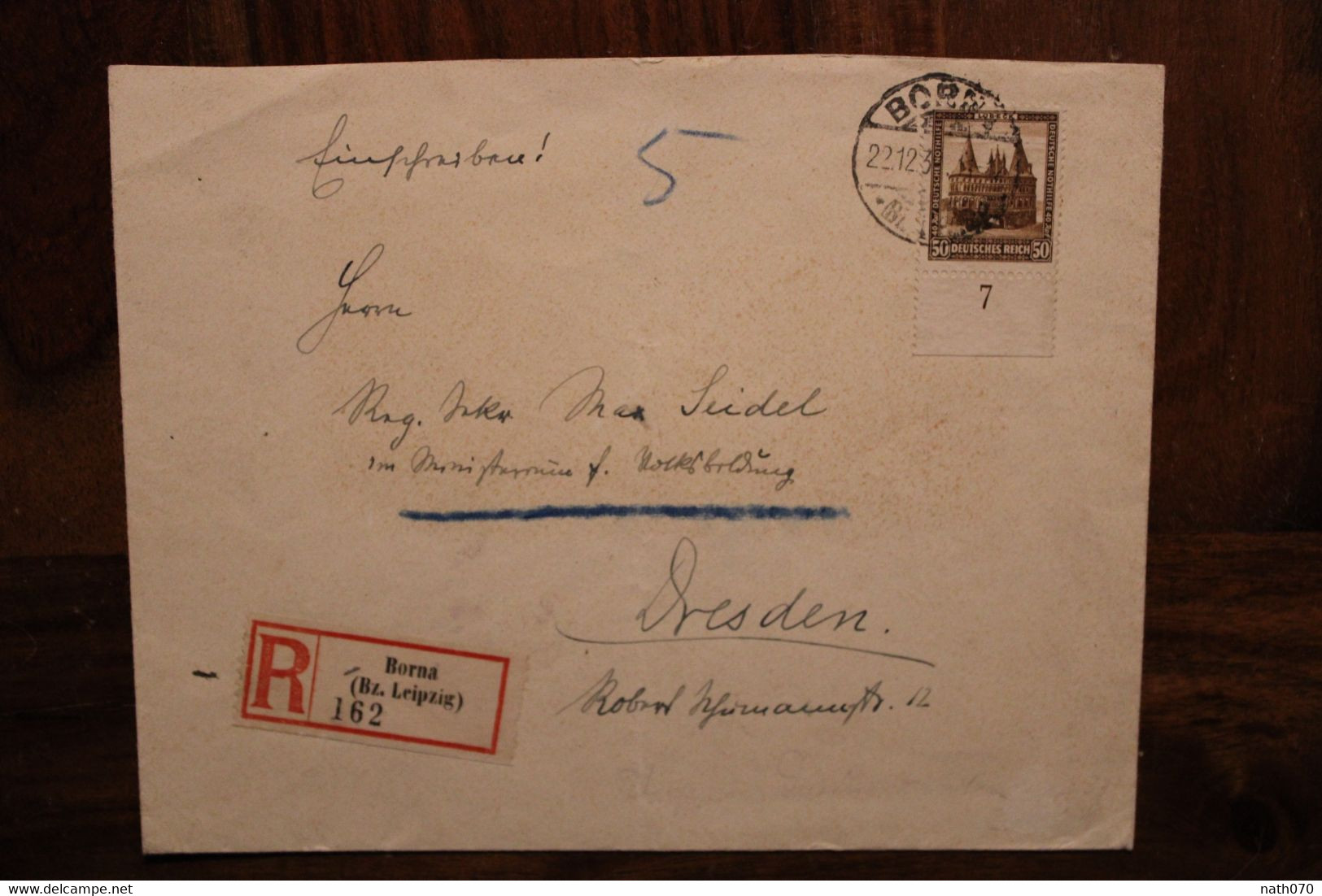1931 Borna Leipzig Dresden Deutsches Dt Reich Cover Einschreiben Registered Reco R Timbre Seul - Lettres & Documents