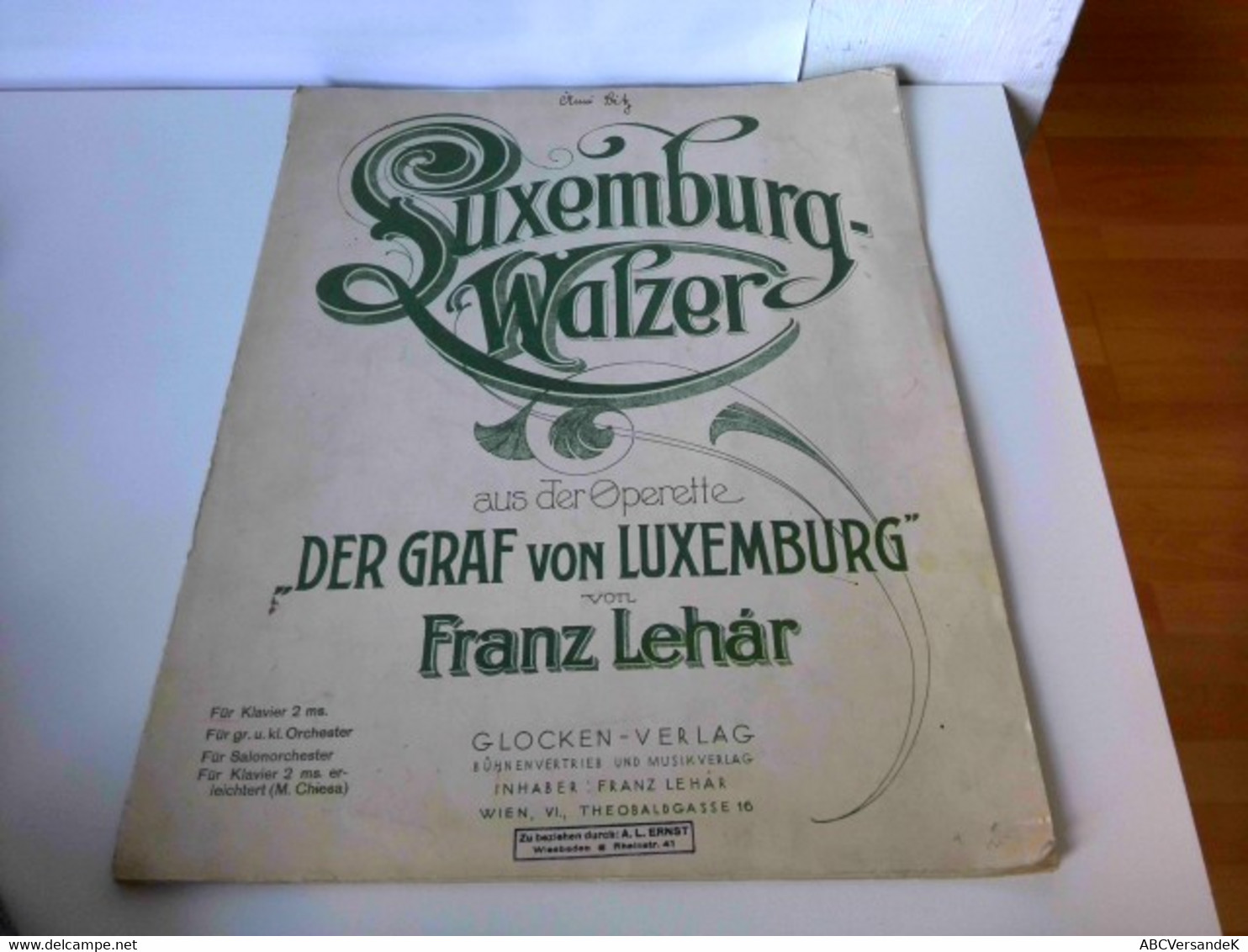 Luxemburg-Walzer Aus Der Operette Der Graf Von Luxemburg. Für Klavier 2 Ms. G. V. 29 - Musique