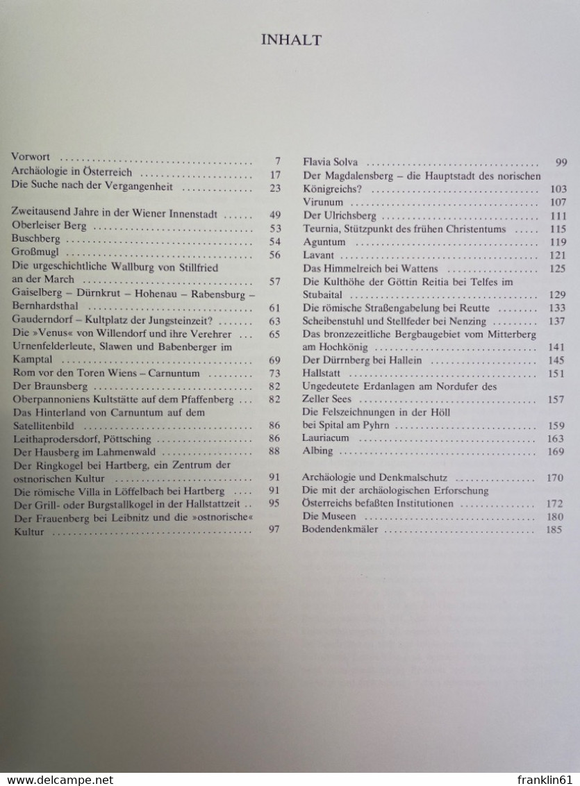 Archäologie In Österreich : Flugbilder - Fundstätten - Wanderungen. - Archeology