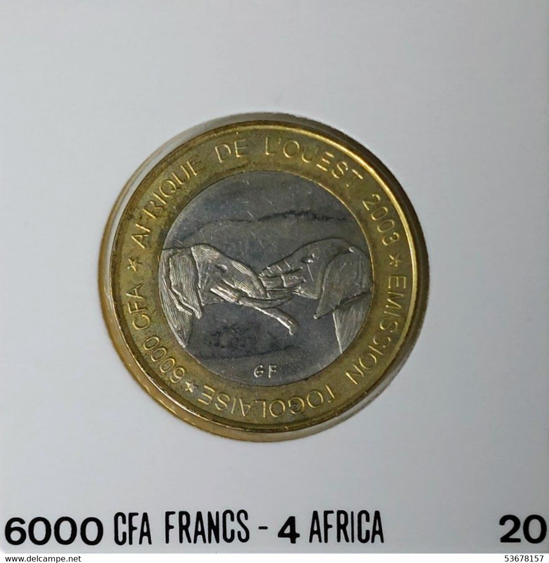 Togo - 6000 CFA Francs - 4 Africa 2003, X# 20, Elephants, Tokens (probes), (#1445) - Togo